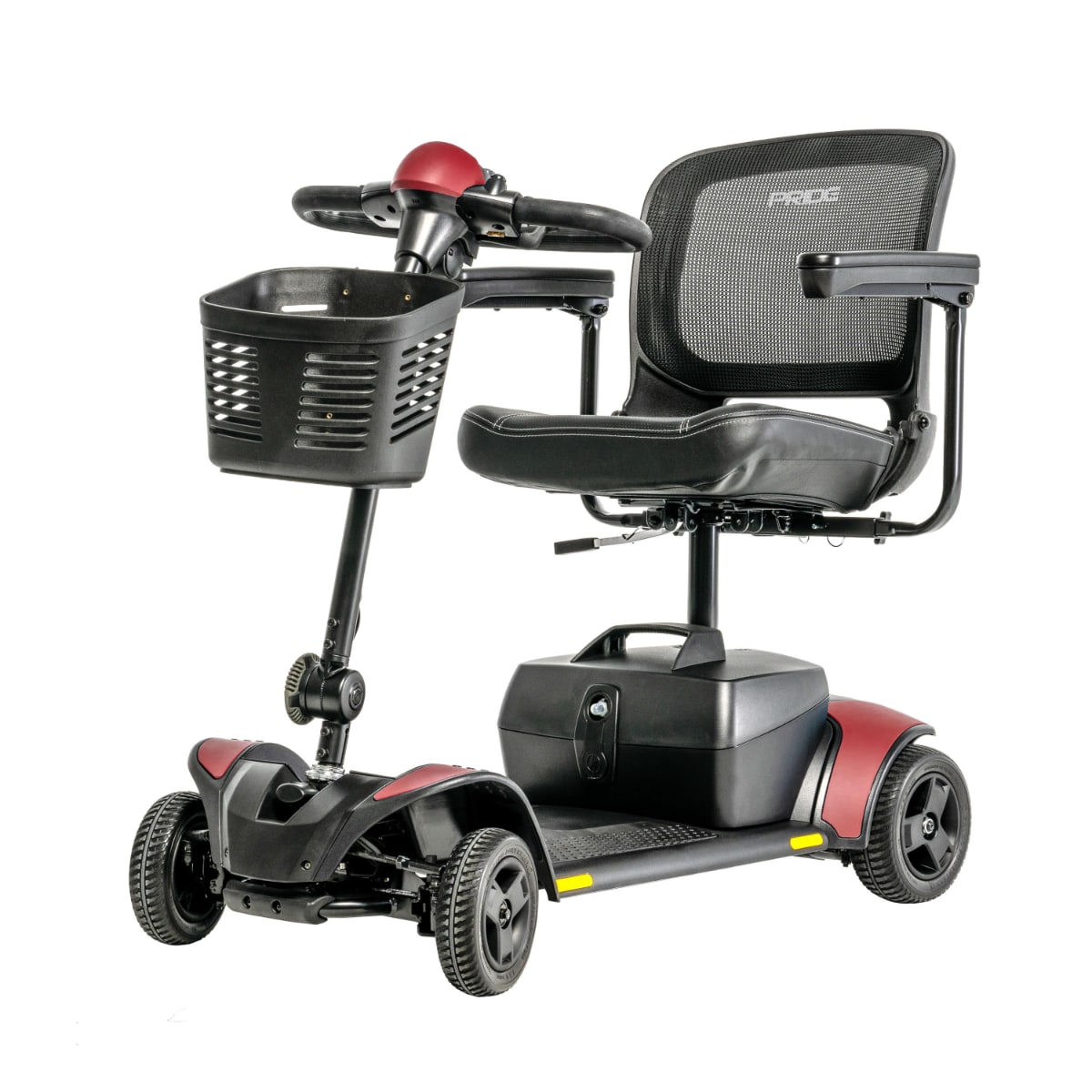 Pride Go-Go Elite Traveller 2 mobility scooter with mesh chair and basket