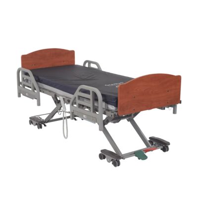 Drive Prime care deluxe hospital bed with wooden head and foot boards and adjustable side rails